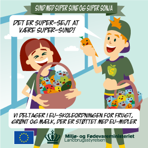 Vi deltager i EU-skoleordningen for frugt og grønt, der er støttet med EU-midler